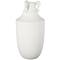 15.75" White Ceramic Sleek Amphora Vase with Scroll Handles